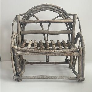 Vintage Twig Plant Chair Wood Grape Vine Rustic Primitive 12" x 13" Doll Decor